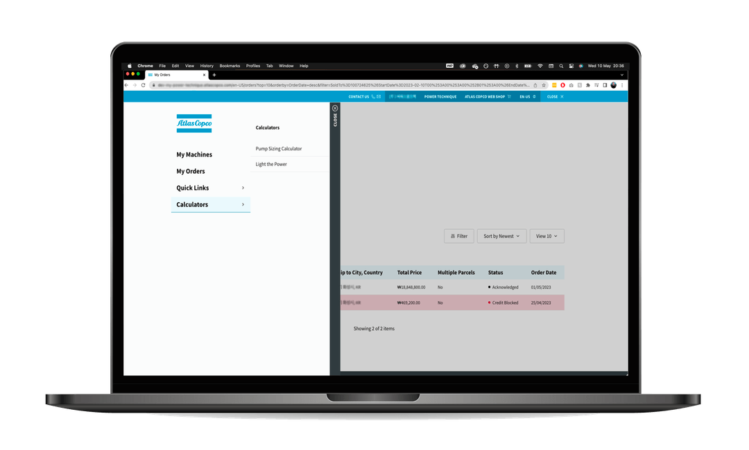Atlas Copco side menu image