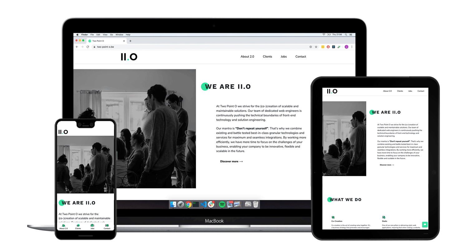Two Point O website desktop mobile and tablet 2